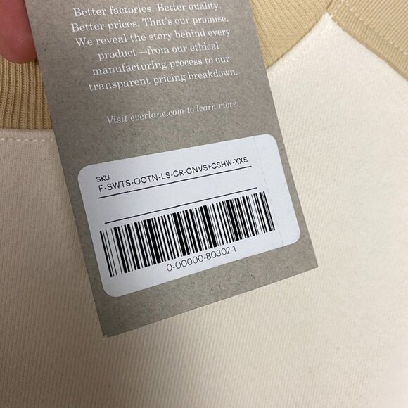 Everlane Track Oversized Crew Neck Sweatshirt in Cashew Womens XXS - Picture 3 of 7